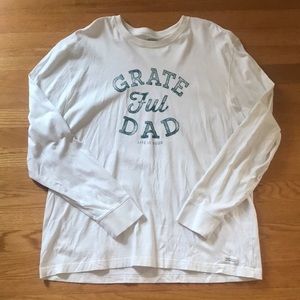Life is Good Grateful Dad Cream Long Sleeve Graphic Logo T-Shirt